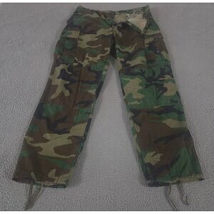 VINTAGE Military Pants Mens Large Woodland Camo Ripstop Cargo Trousers  BDU 90s
